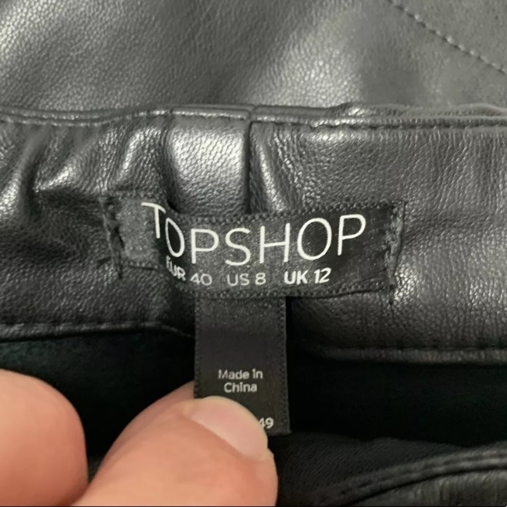 Topshop Womens Vegan Leather Pants 8 Highrise - Picture 3 of 6